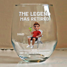 Load image into Gallery viewer, The Legend Has Retired - Personalized Stemless Wine Glass Wine Glass PopCulturePrints