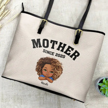 Load image into Gallery viewer, Grandma, the Heart of Our Family - Personalized Leather Tote Bag | Custom Gift for Mom & Grandma Leather Tote Bag PopCulturePrints