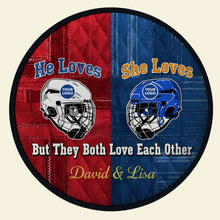 Load image into Gallery viewer, He Loves, She Loves - Personalized Sports Lover Round Mat Doormat PopCulturePrints