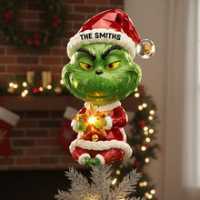 Load image into Gallery viewer, “Make Christmas Merry!” Personalized Grinch Acrylic Tree Topper - Custom Gift for Families, Friends, and Loved Ones Ornament PopCulturePrints