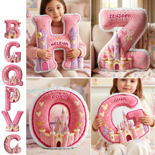 Load image into Gallery viewer, “Dream Big, Shine Bright” - Castle Pink Alphabet Pillow - Personalized Gift for Girls Pillow PopCulturePrints