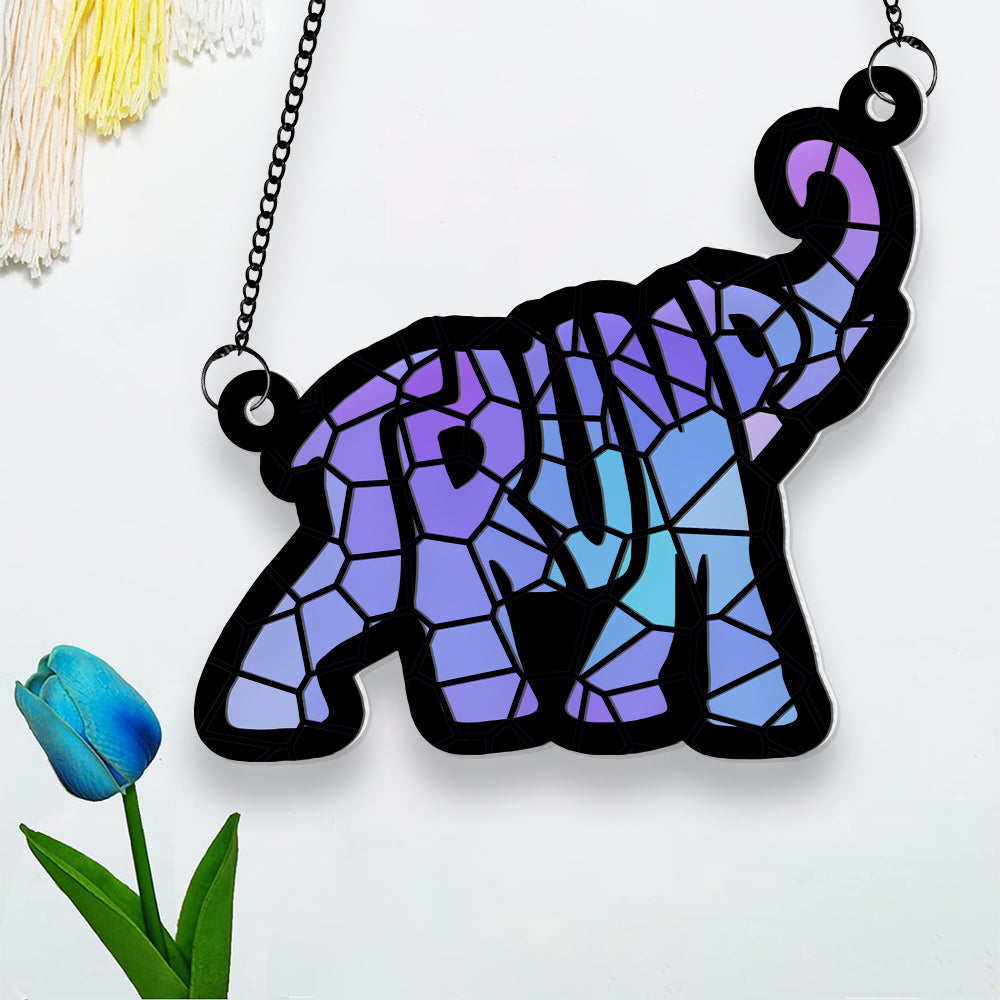 Personalized Elephant Suncatcher Ornament for Family - Customizable Gift