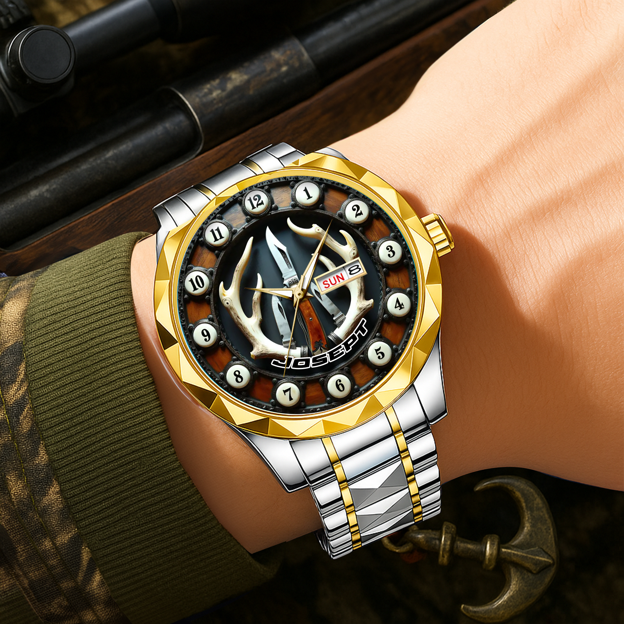"Embrace the Hunt!" - Personalized Men's Watch for Passionate Hunters Men's Watch PopCulturePrints