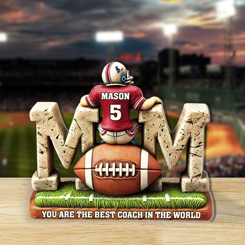 "You Are The Best Coach In The World" - Personalized Acrylic Plaque for Football Moms Shaped Plaques PopCulturePrints