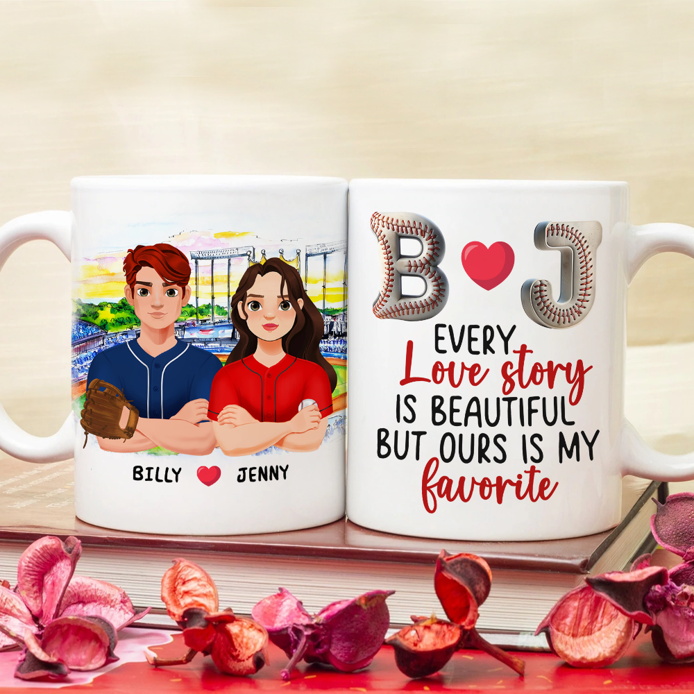 Custom Baseball Couple Mugs - Perfect Valentine’s Day Gifts for Baseball Lovers Coffee Mug PopCulturePrints