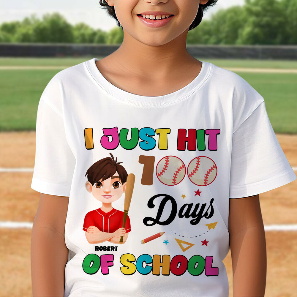 Personalized Baseball Kid Shirt - 100 Days of School Shirts PopCulturePrints