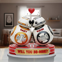 Load image into Gallery viewer, Kissing BB-8 Couple Acrylic Plaque - Personalized Gift for Star Wars Fans Shaped Plaques PopCulturePrints
