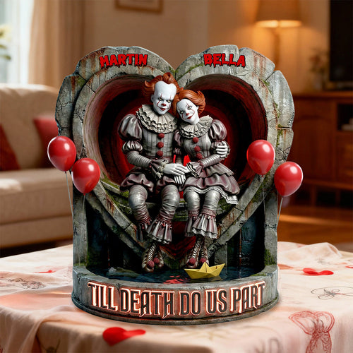 “Till Death Do Us Part” - Gothic Love Couple Acrylic Plaque - Personalized Gift for Couples & Partners Shaped Plaques PopCulturePrints