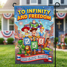 Load image into Gallery viewer, To Infinity and Freedom - Celebrated America 250th Anniversary Garden Flag - Personalized Gift for Family &amp; Friends
