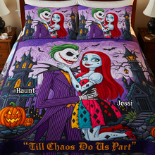 Load image into Gallery viewer, &quot;Till Chaos Do Us Part&quot; - Spooky Couple Quilt Bed Set – Personalized Gifts for Couples Blanket PopCulturePrints

