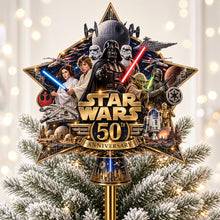 Load image into Gallery viewer, Celebrate Togetherness with the 50th Anniversary Star Wars Tree Topper - Personalized Gift for Movie Lovers Ornament PopCulturePrints
