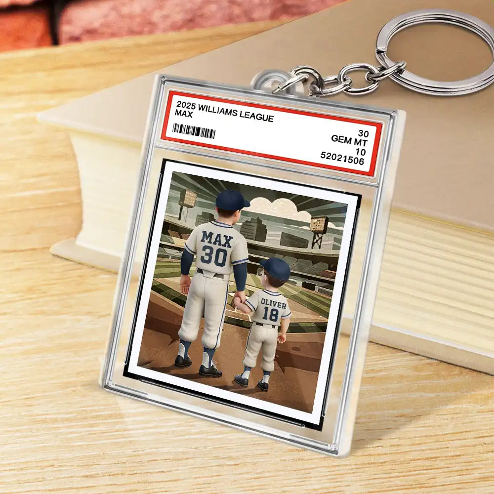 "Hit a Homerun with Personalized Touch!" - Baseball Sport Card Slab Keychain - Gift for Dad, Grandpa & Sports Lovers Acrylic Keychain PopCulturePrints