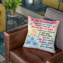 Load image into Gallery viewer, Personalized Princess Pillow for Granddaughter - Heartfelt Hug from Grandma Pillow PopCulturePrints
