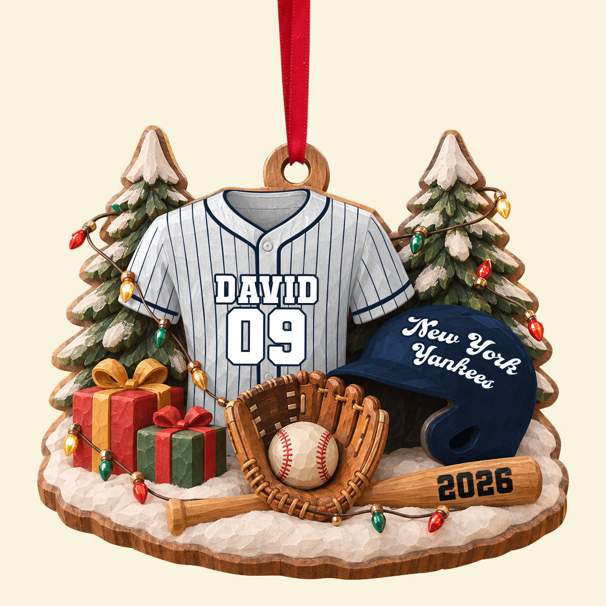 “Celebrate Your Passion for Sport!” - Batter Up Wood Effect Ornament, Personalized Gifts for Sports Lovers