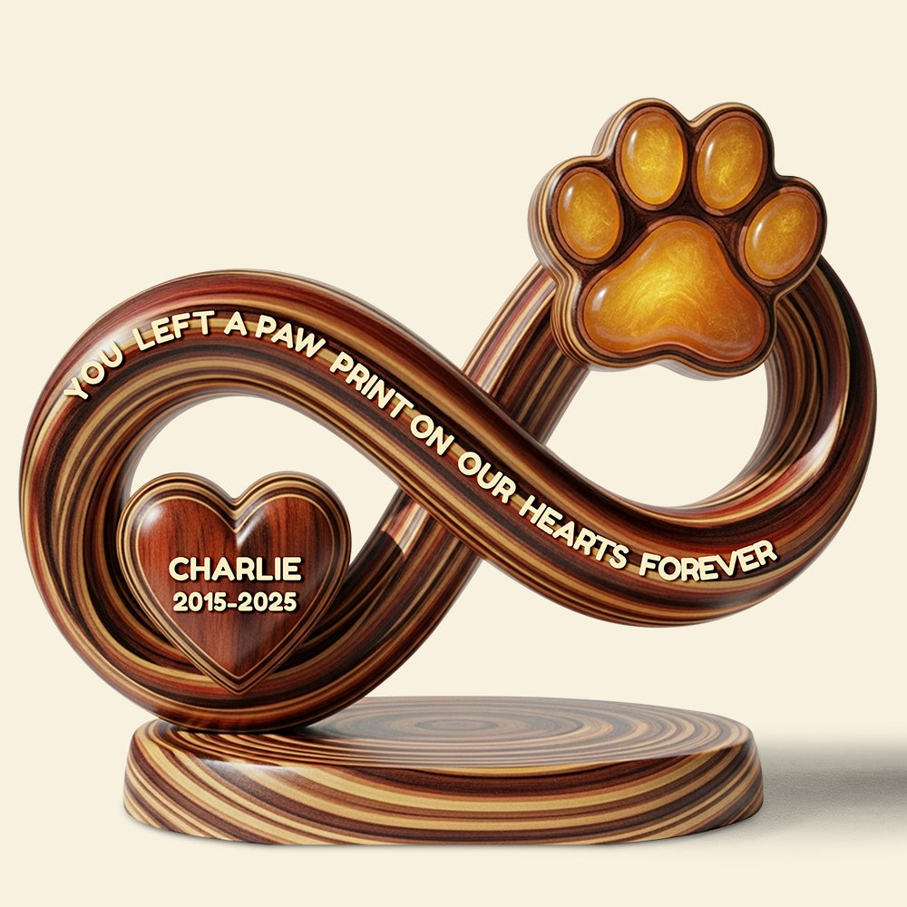 You Left a Paw Print on Our Hearts Forever - Customized Memorial Pet Acrylic Plaque - Thoughtful Gift for Pet Lovers Shaped Plaques PopCulturePrints