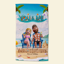 Load image into Gallery viewer, You &amp; Me Beach Towel - Personalized Gifts for Couples Beach Towel PopCulturePrints
