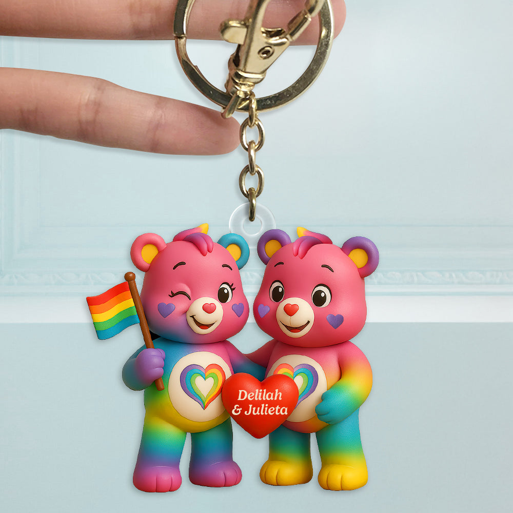 Love Wins: Rainbow Couple Keychain - Personalized Gift for LGBTQ+ Pride Keychains PopCulturePrints