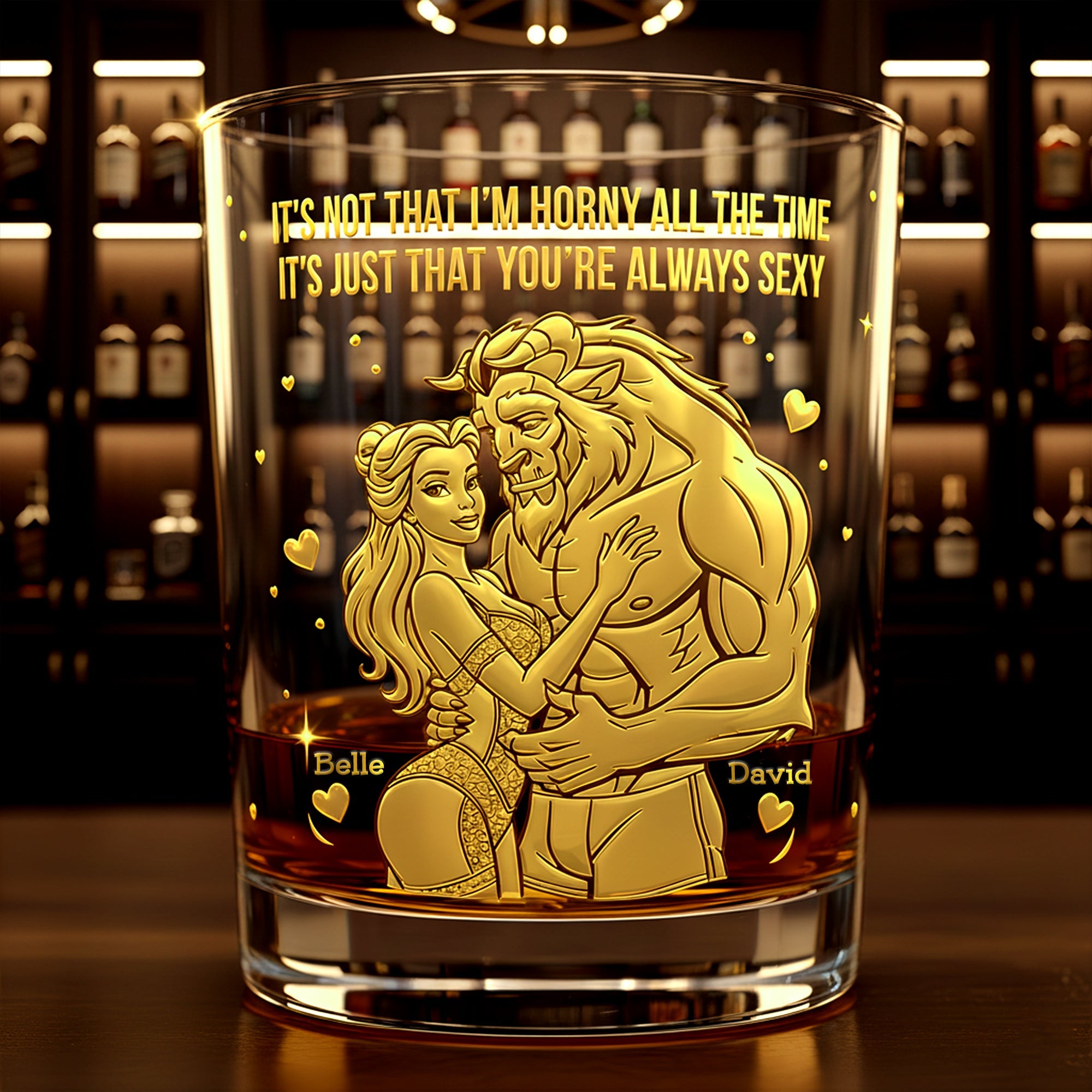 “It's Just That You’re Always Sexy” - Personalized Dreamy Fairytale Couple Round Glass - Unique Gift for Couples Glass PopCulturePrints