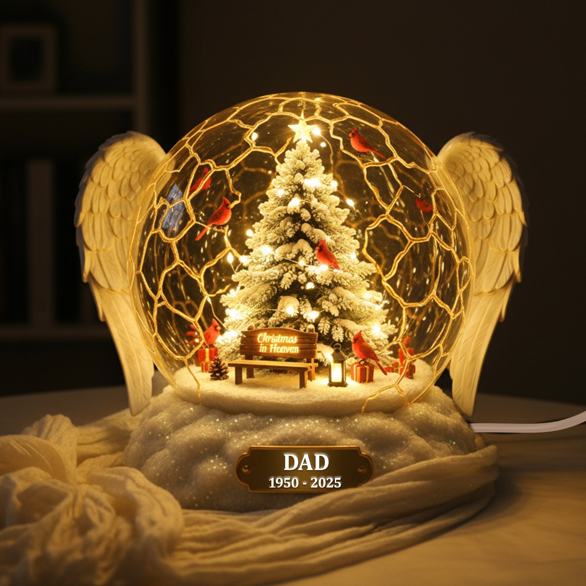 "Cherished Memories of Loved Ones - Personalized Cardinal Memorial Acrylic Light Box - Unique Christmas Gift for Family and Friends" Light Box PopCulturePrints