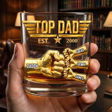 Load image into Gallery viewer, "Top Dad Est. 2000" - Powerful Fist Bump Personalized Glass - Perfect Gift for Dad, Grandpa, and Father Figures Glass PopCulturePrints
