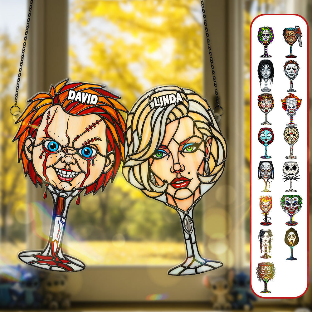"Together in Frights: Celebrate Your Love" - Horror Couple Suncatcher Ornament - Personalized Gift for Horror Enthusiasts Ornament PopCulturePrints