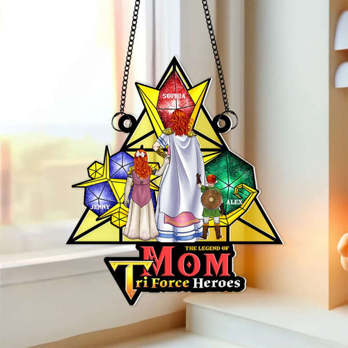“The Legend of Mom - A Tribute to Heroes” - Personalized Window Hanging Suncatcher Ornament - Gift for Moms, Grandmas, and More! Ornament PopCulturePrints
