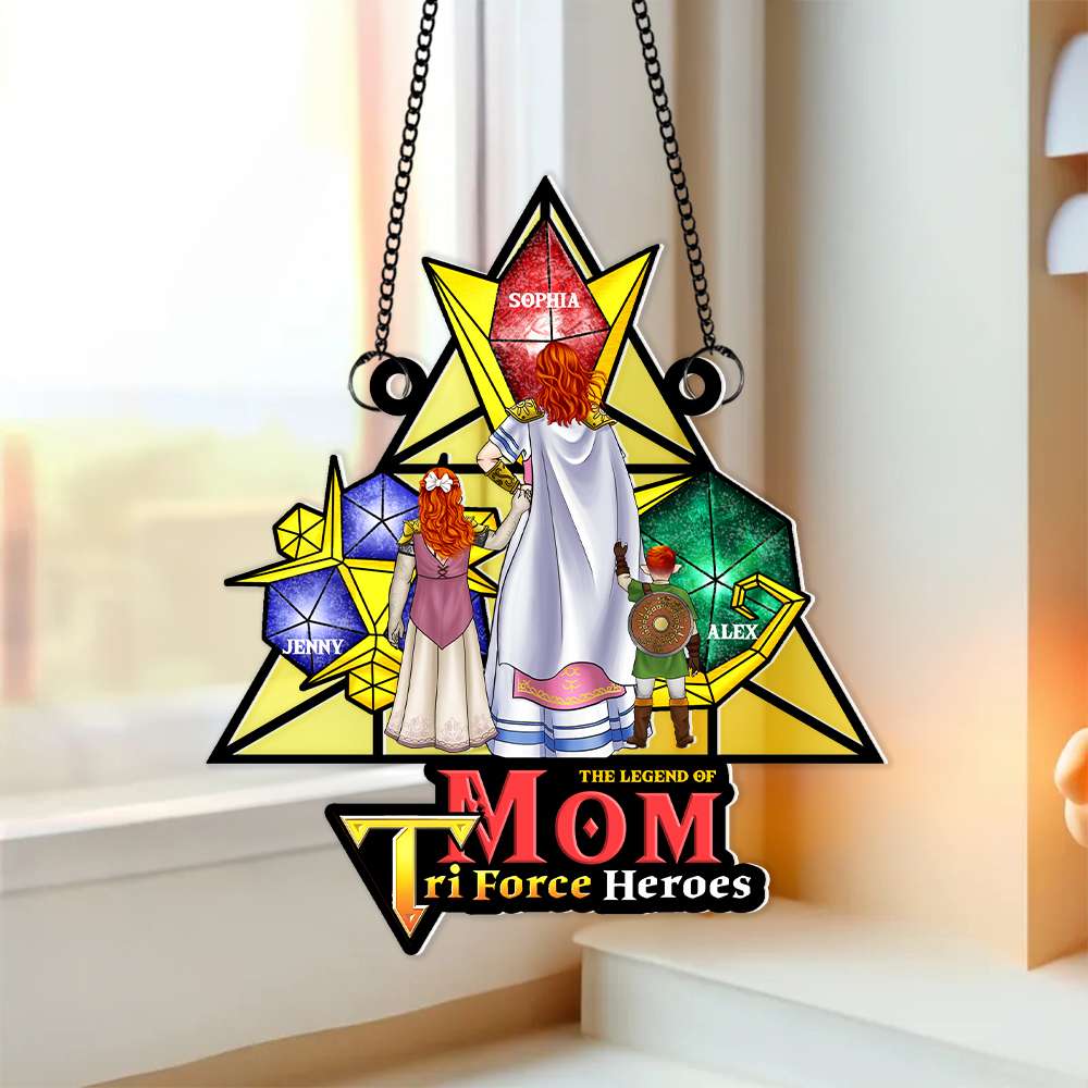 “The Legend of Mom - A Tribute to Heroes” - Personalized Window Hanging Suncatcher Ornament - Gift for Moms, Grandmas, and More! Ornament PopCulturePrints
