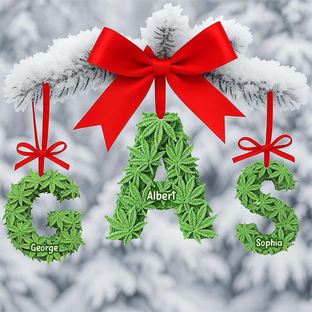 Personalized Alphabet Letters Christmas Ornament – Unique Gifts for Weed Lovers Ornament PopCulturePrints