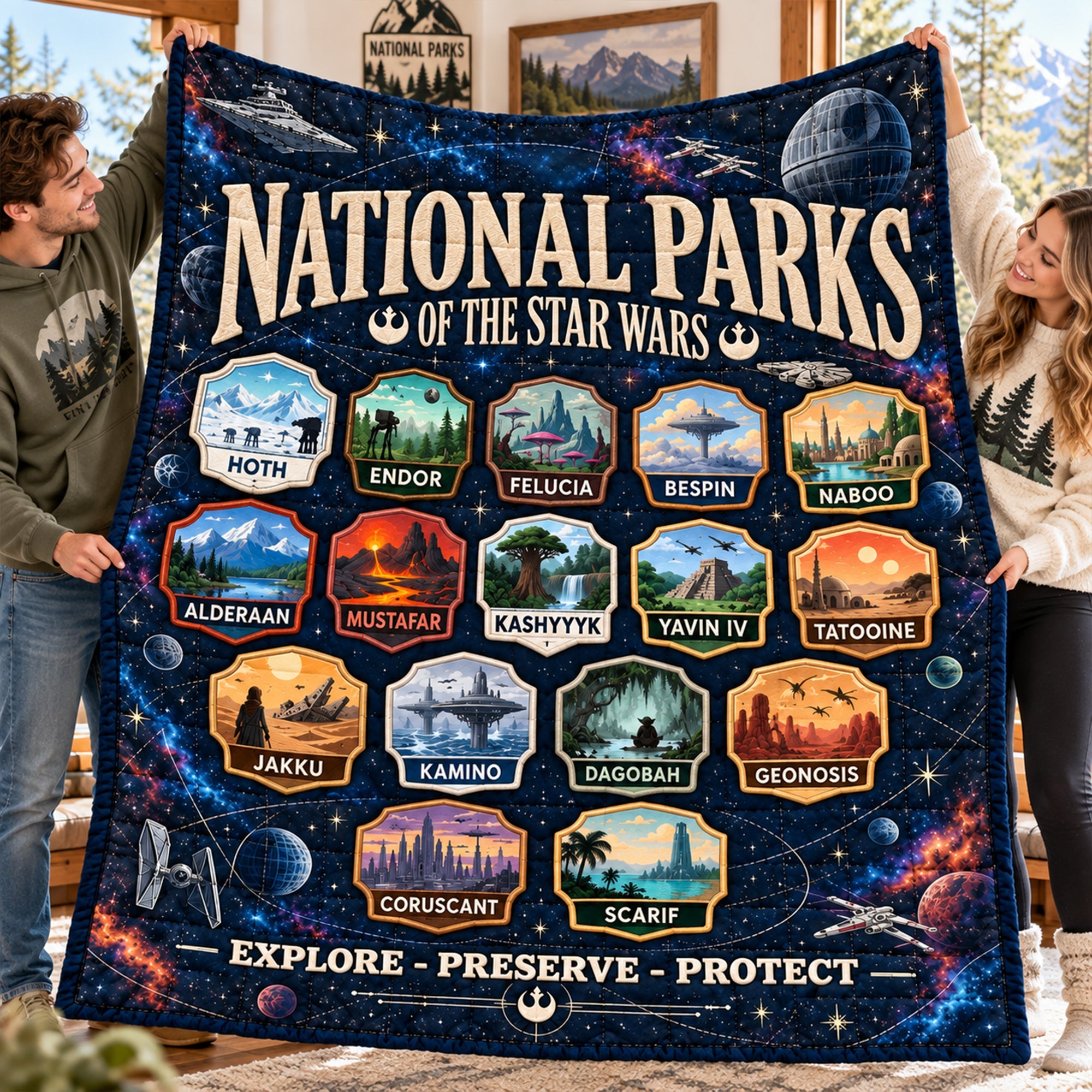 “Explore the Galaxy!” - Space Adventure Blanket - Personalized Gift for Star Wars Fans Blanket PopCulturePrints