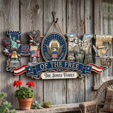 Load image into Gallery viewer, "Home Of The Free: Celebrate Freedom and Family - Personalized Acrylic Sign for Patriots" Acrylic Sign PopCulturePrints
