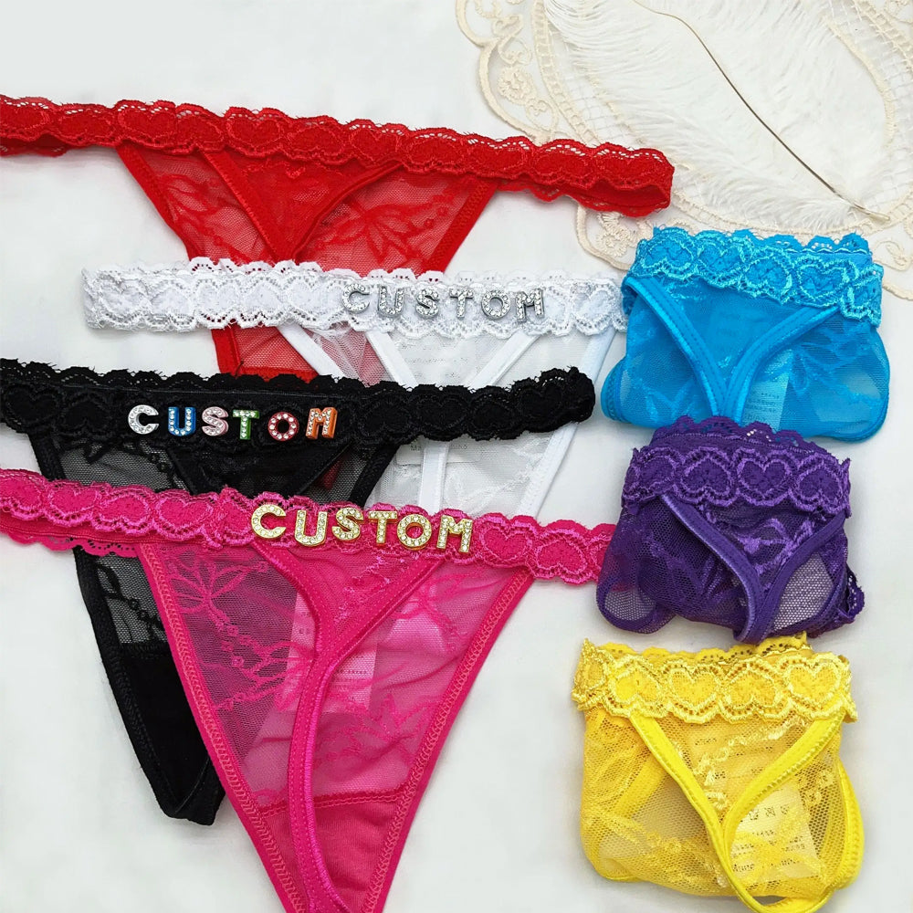 Custom Crystal Letter Bikini Panties for Girlfriend Underwear PopCulturePrints