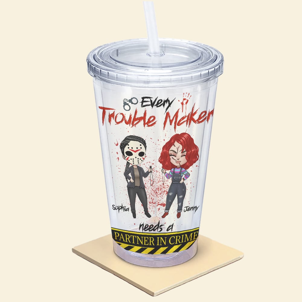 Personalized 'Partner in Crime' Acrylic Tumbler - Fun Gift for Friends Tumbler Cup PopCulturePrints