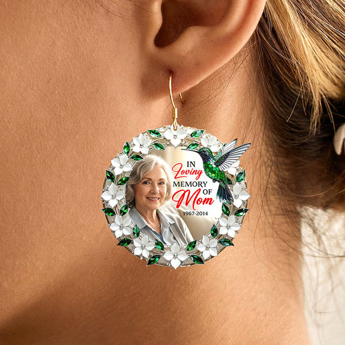 In Loving Memory of Mom – Hummingbird from Heaven Earrings | Custom Photo Gift Earrings PopCulturePrints