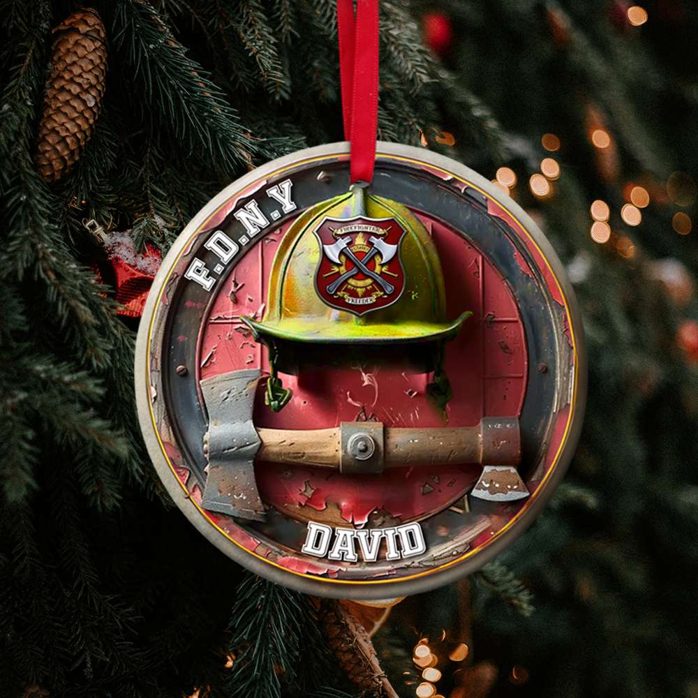 Personalized Firefighter Ceramic Ornament - Custom Name Ornament PopCulturePrints