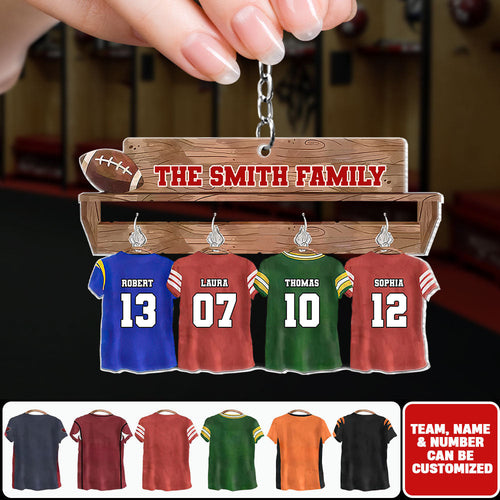 Custom Football Family Keychain - Personalized Team Jerseys Keychains PopCulturePrints