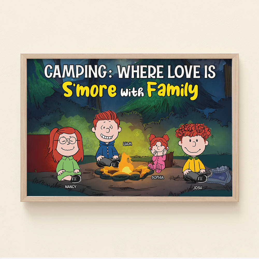 Personalized Family Canvas Print - Camping S'more With Family