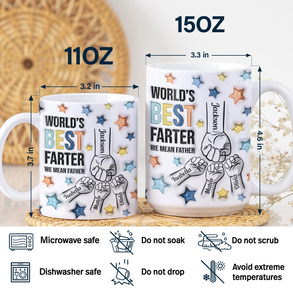 World's Best Farter, I Mean Father - Personalized 3D Inflated Effect Mug Mug PopCulturePrints