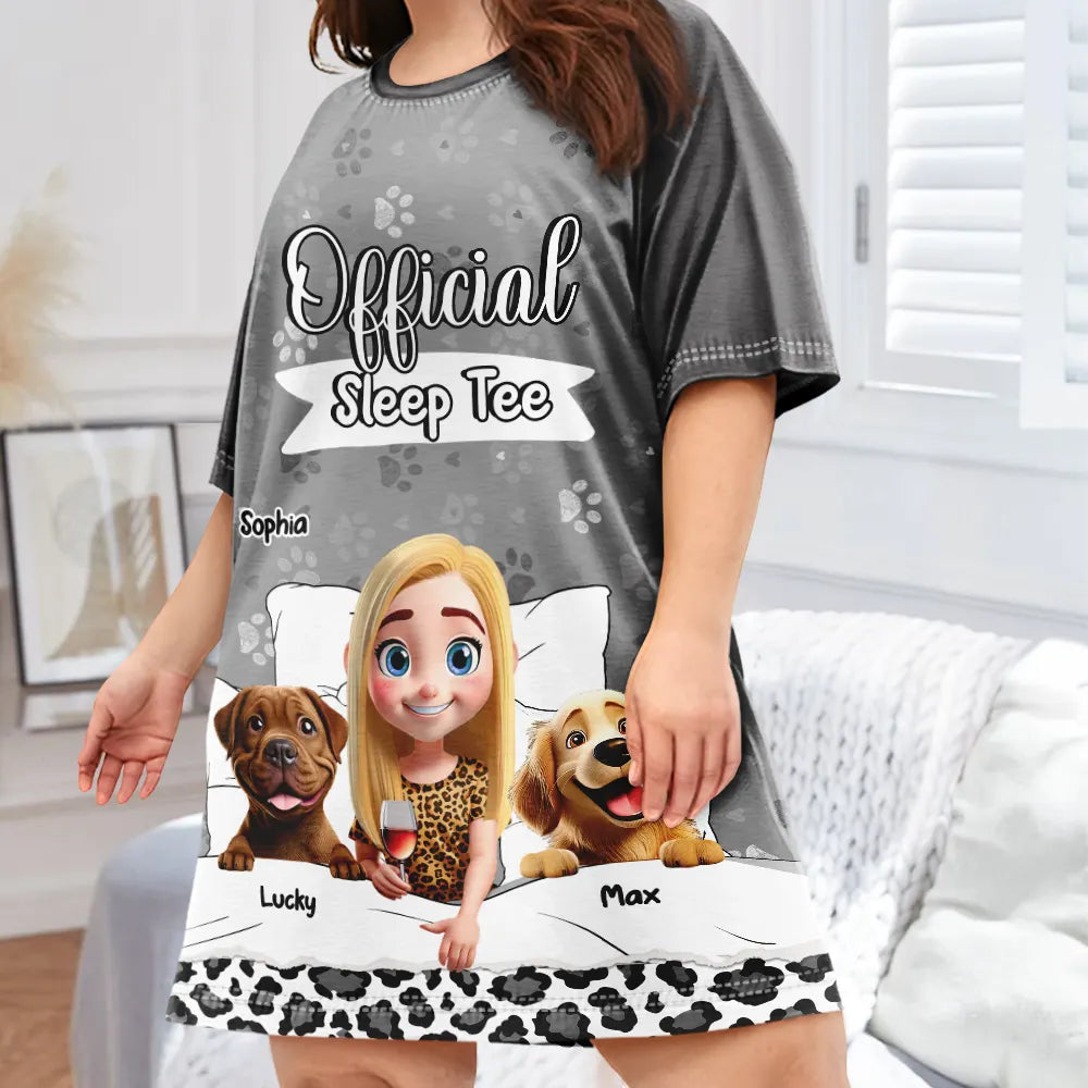 Official Sleep Tee - Personalized Dog Mom Sleep Shirt for Loving Moms & Grandmas Women's Sleep Tee PopCulturePrints