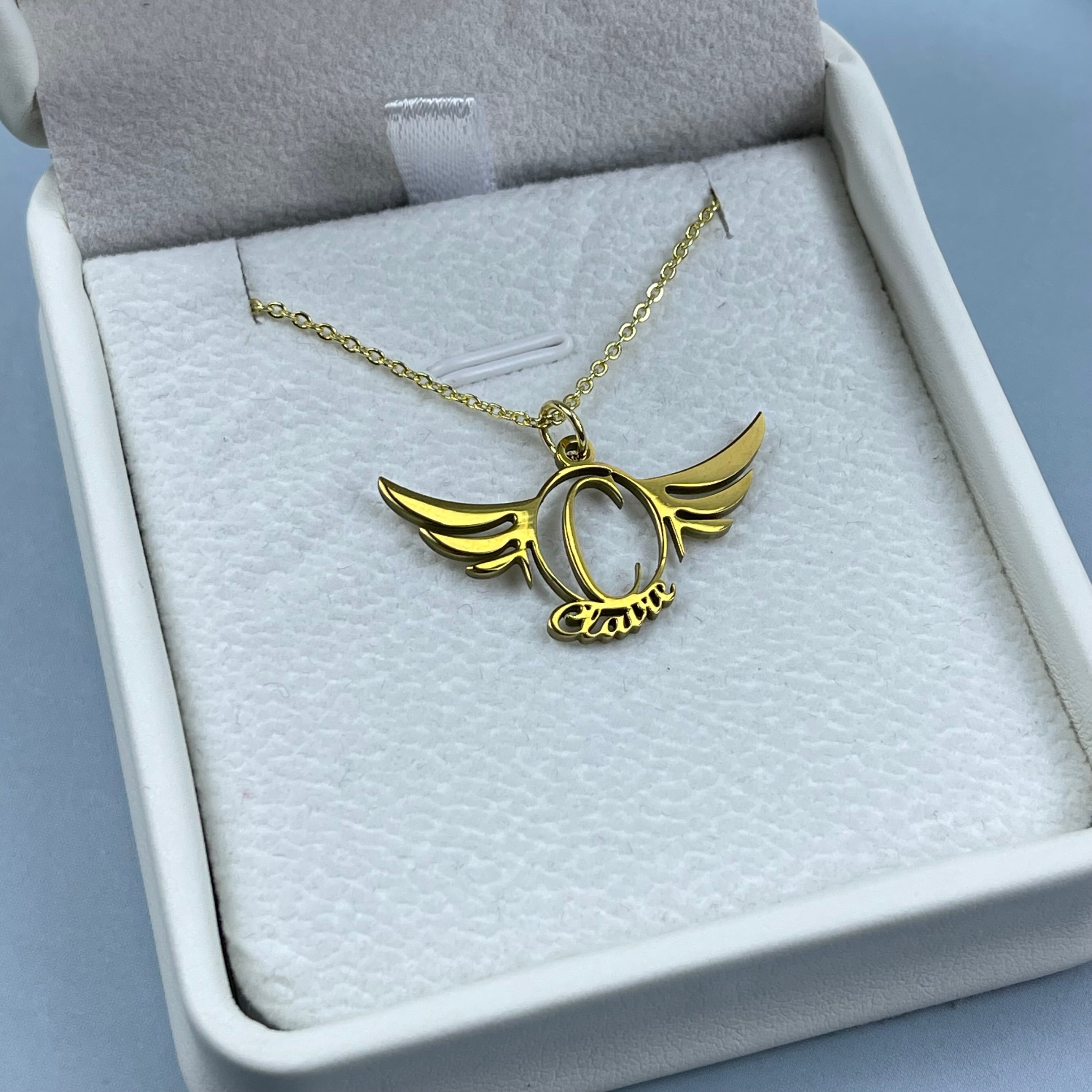 "Spread Your Wings with Personalized Style" - Angel Wing Charm Necklace, Custom Gift for Mom, Grandma, or Any Loved One Necklace PopCulturePrints