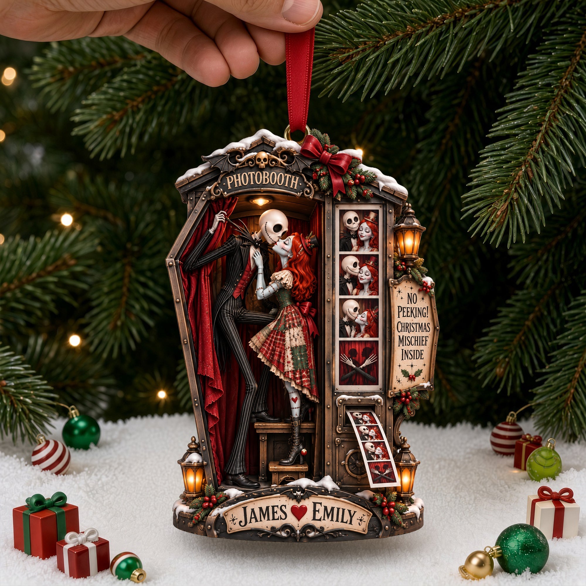 “Love Beyond the Grave” - Spooky Couple Acrylic Ornament - Personalized Christmas Gift for Couples Ornament PopCulturePrints