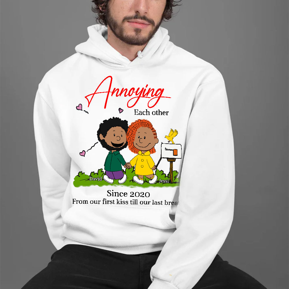 Personalized 2D Couple Sweatshirt: Annoying Each Other Shirts PopCulturePrints