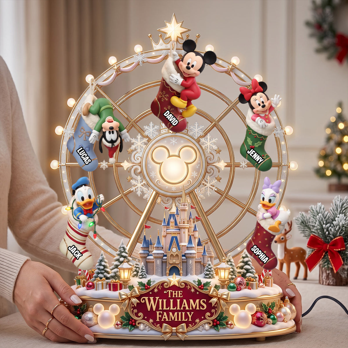 “Bring the Magic Home” - Kids In Christmas Sock Ferris Wheel Acrylic Light Box - Personalized Christmas Gifts
