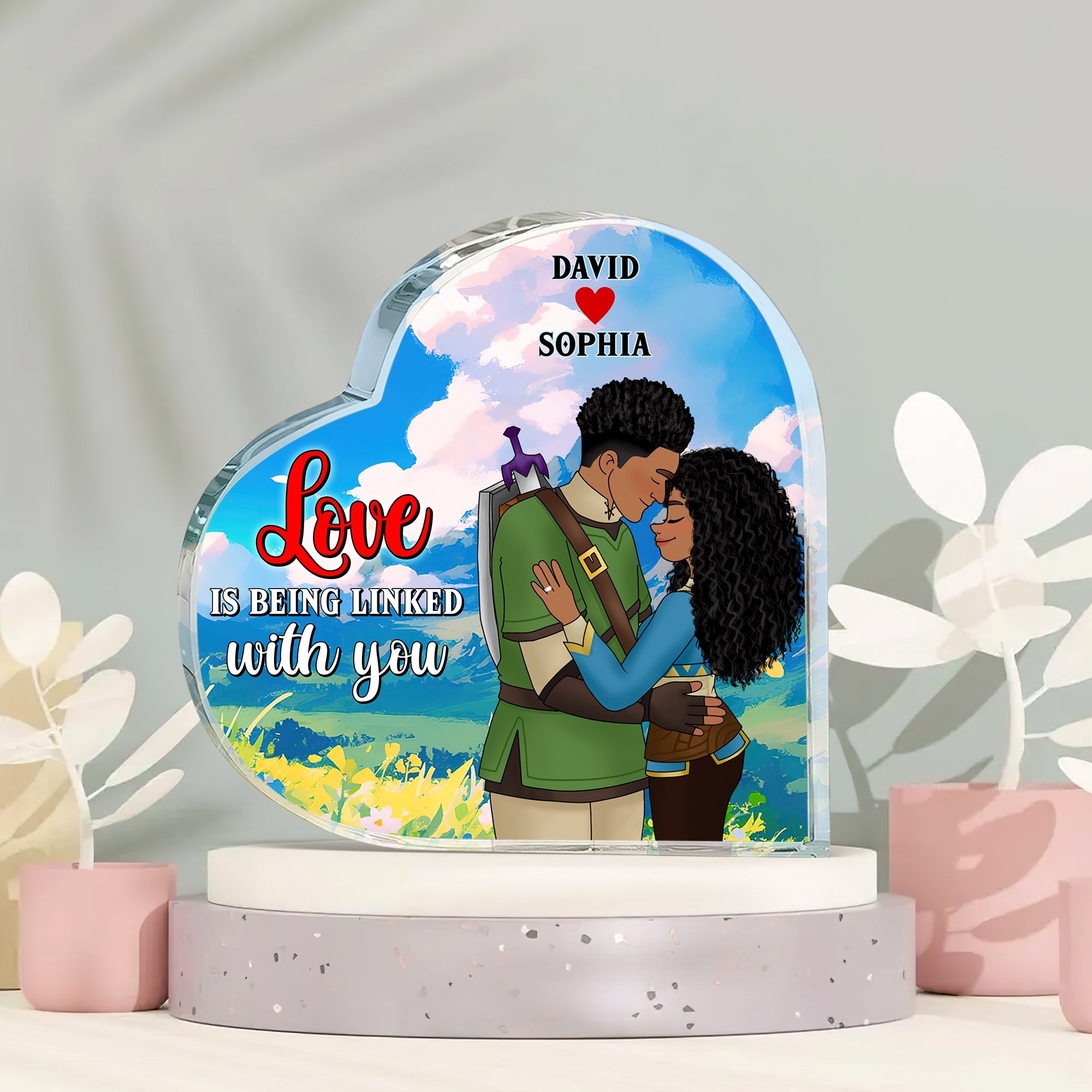 Custom Heart Plaque for Couples - Love is Being Linked with You Shaped Plaques PopCulturePrints