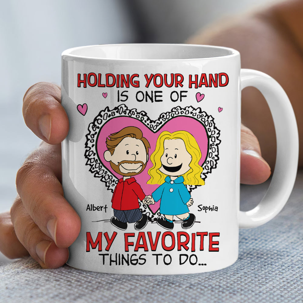 Personalized Cartoon Couple Holding Hands Custom Mug