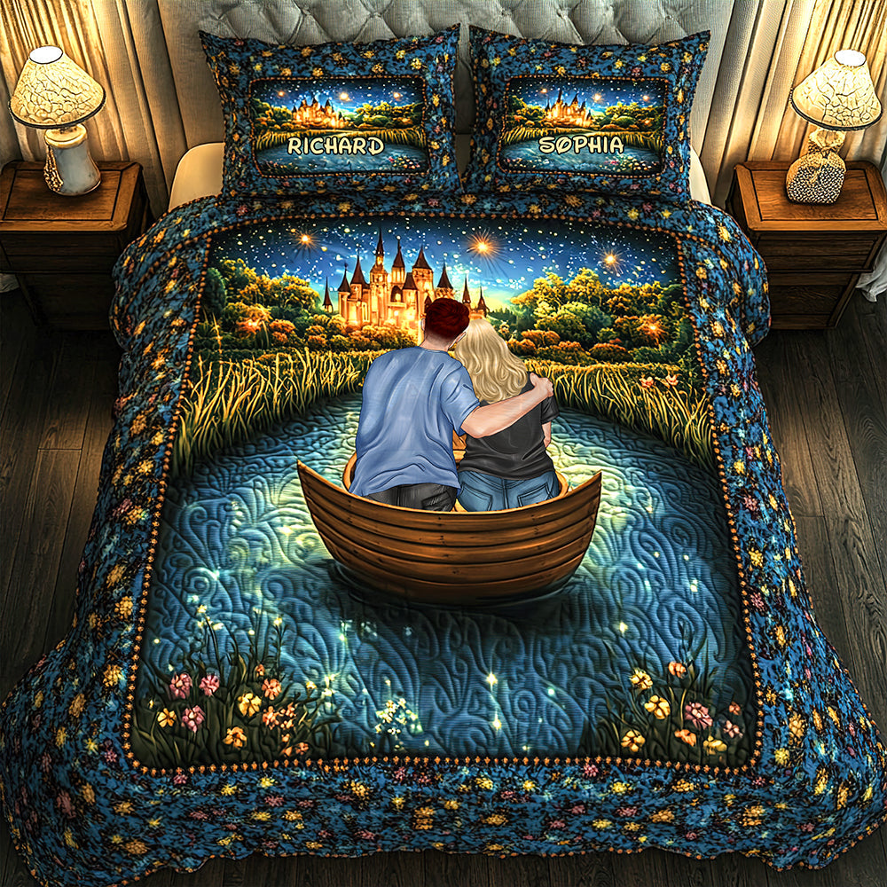Love on the Water: Personalized Couple Quilt Bedding Set Blanket PopCulturePrints