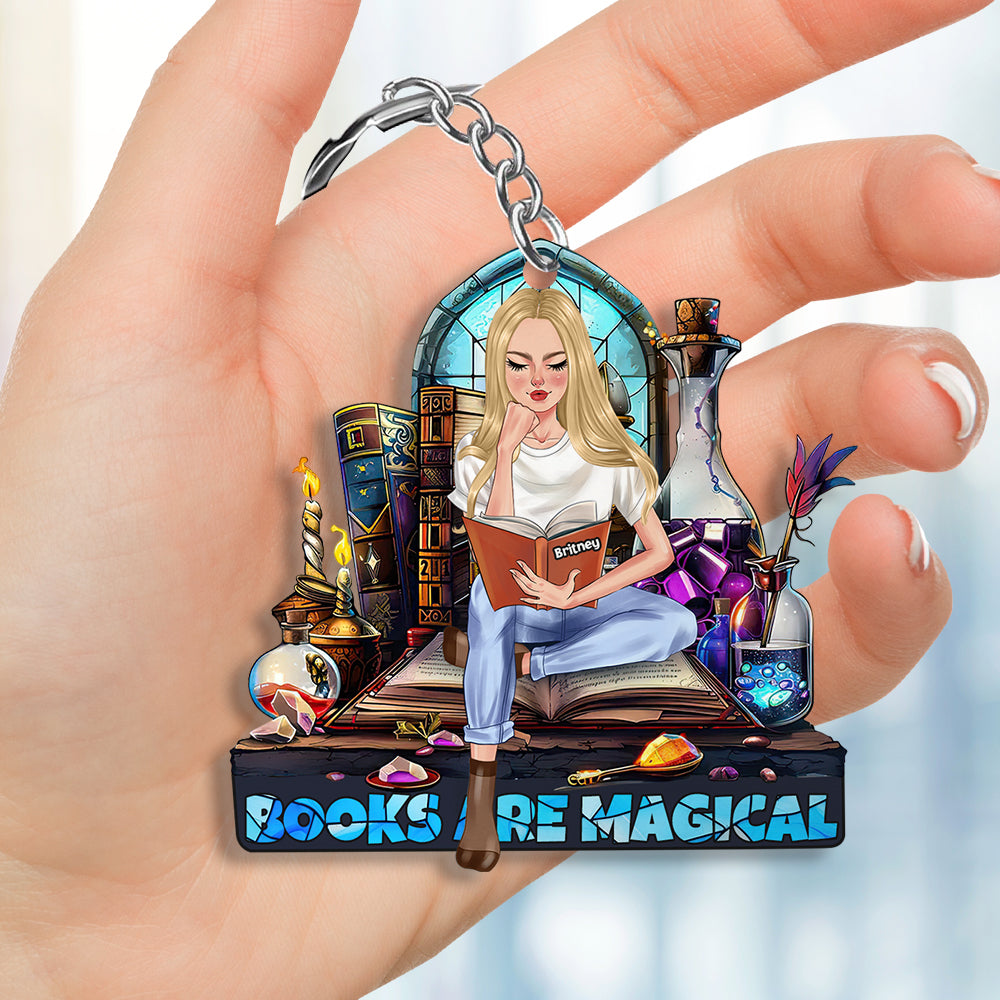 Personalized Magical Book Lover Keychain Keychains PopCulturePrints