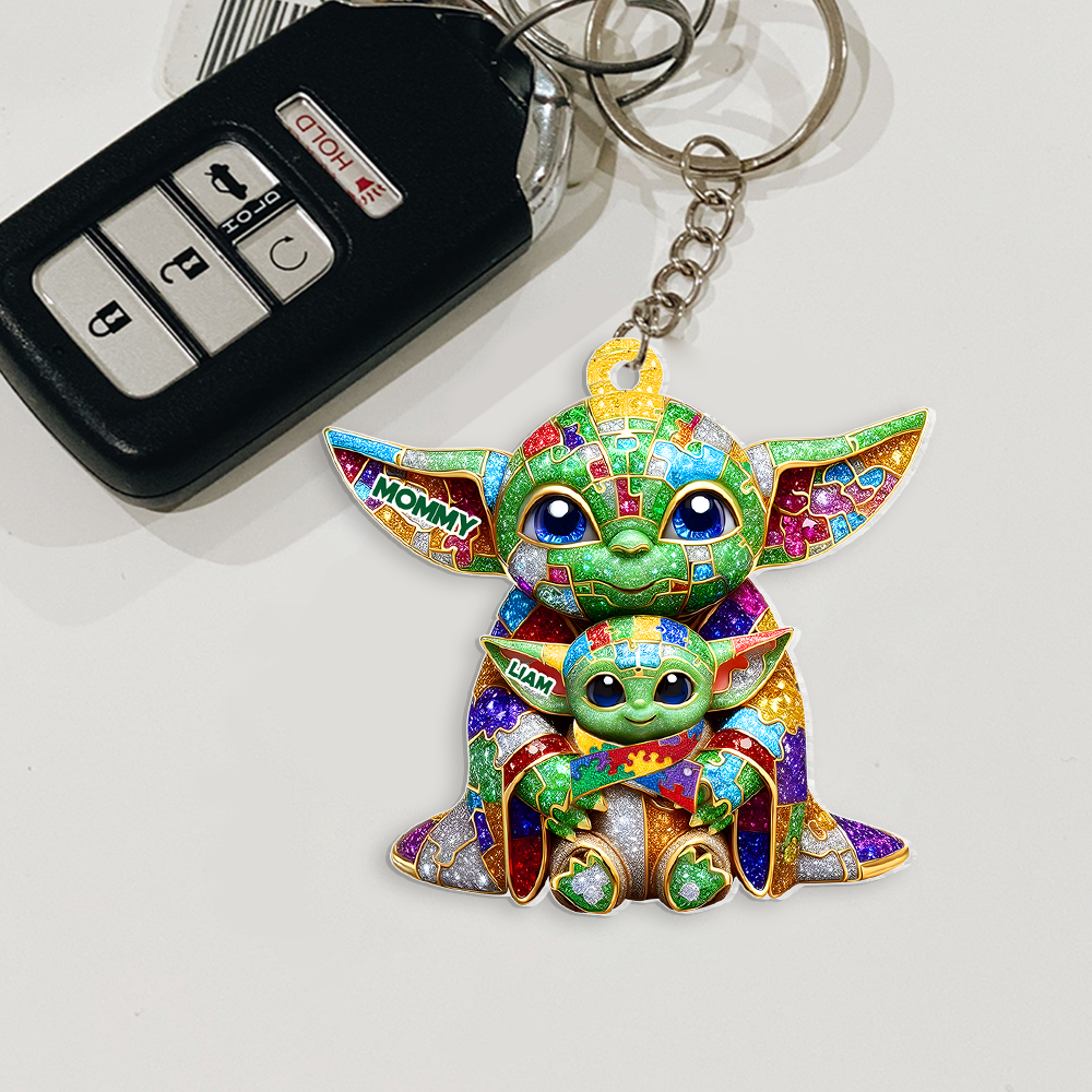 “Mommy is the Heart of the Galaxy” – Personalized Keychain for Moms, Perfect Gift for Mother's Day, Grandma & More Keychains PopCulturePrints