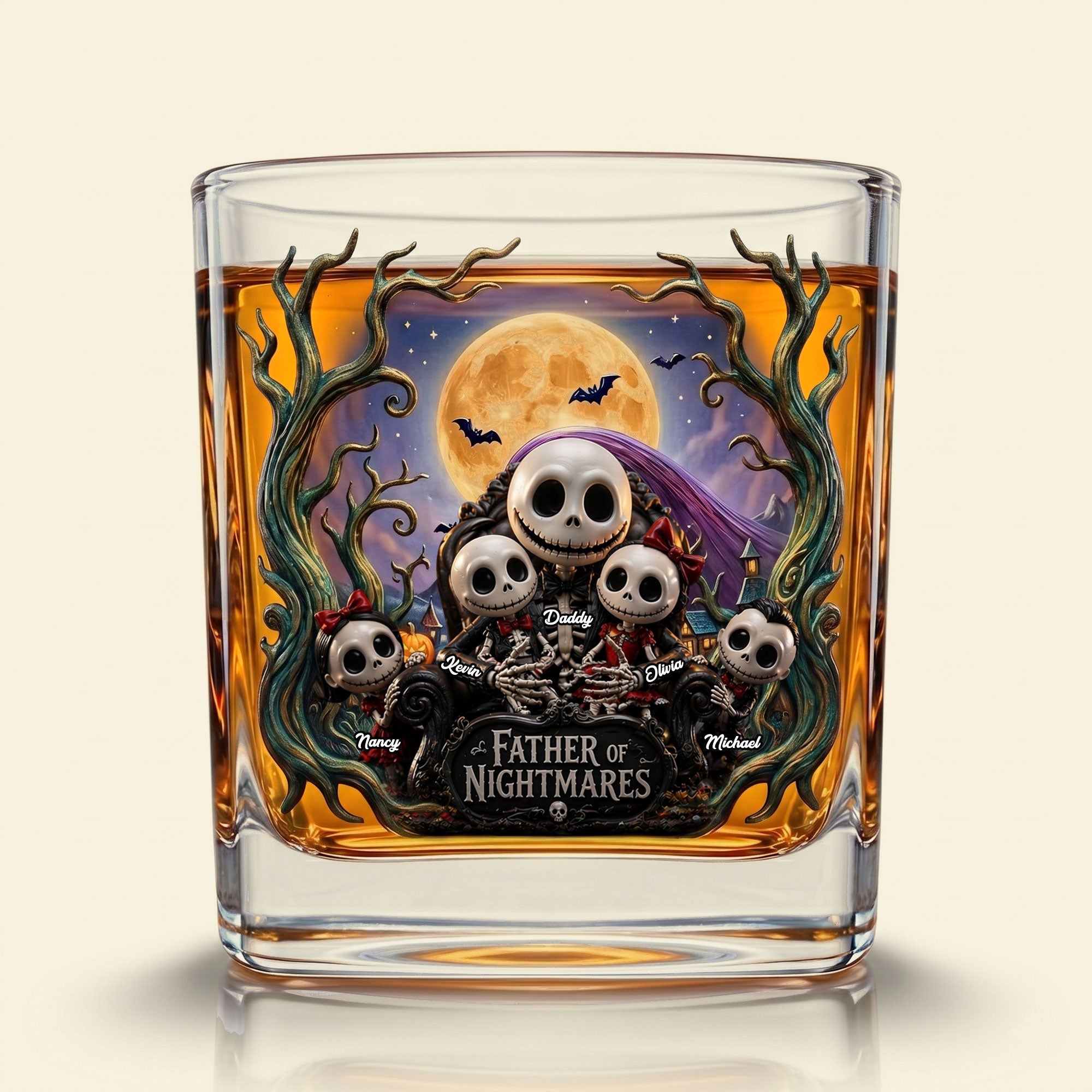 "Celebrate Fatherhood with a Spooky Twist" - Personalized Round Glass - Gift for Dad, Grandpa, or Any Father Figure Glass PopCulturePrints