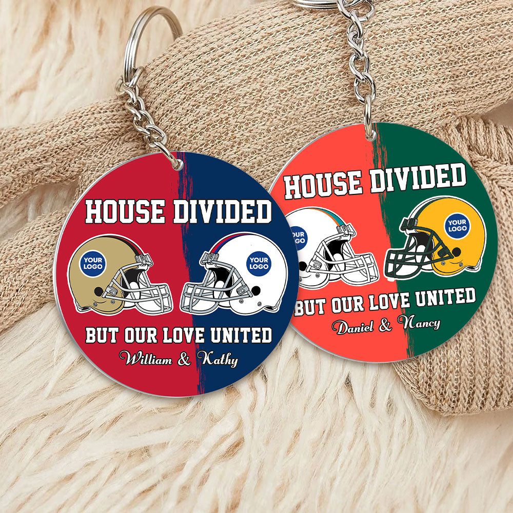 Personalized House Divided Football Keychain | Unique Couple Gift | Valentine's Day Gifts Keychains PopCulturePrints