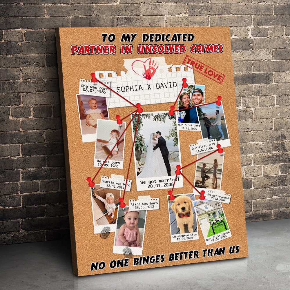Custom True Crime Partner Evidence Board - Personalized Wall Art for Couples Poster & Canvas PopCulturePrints